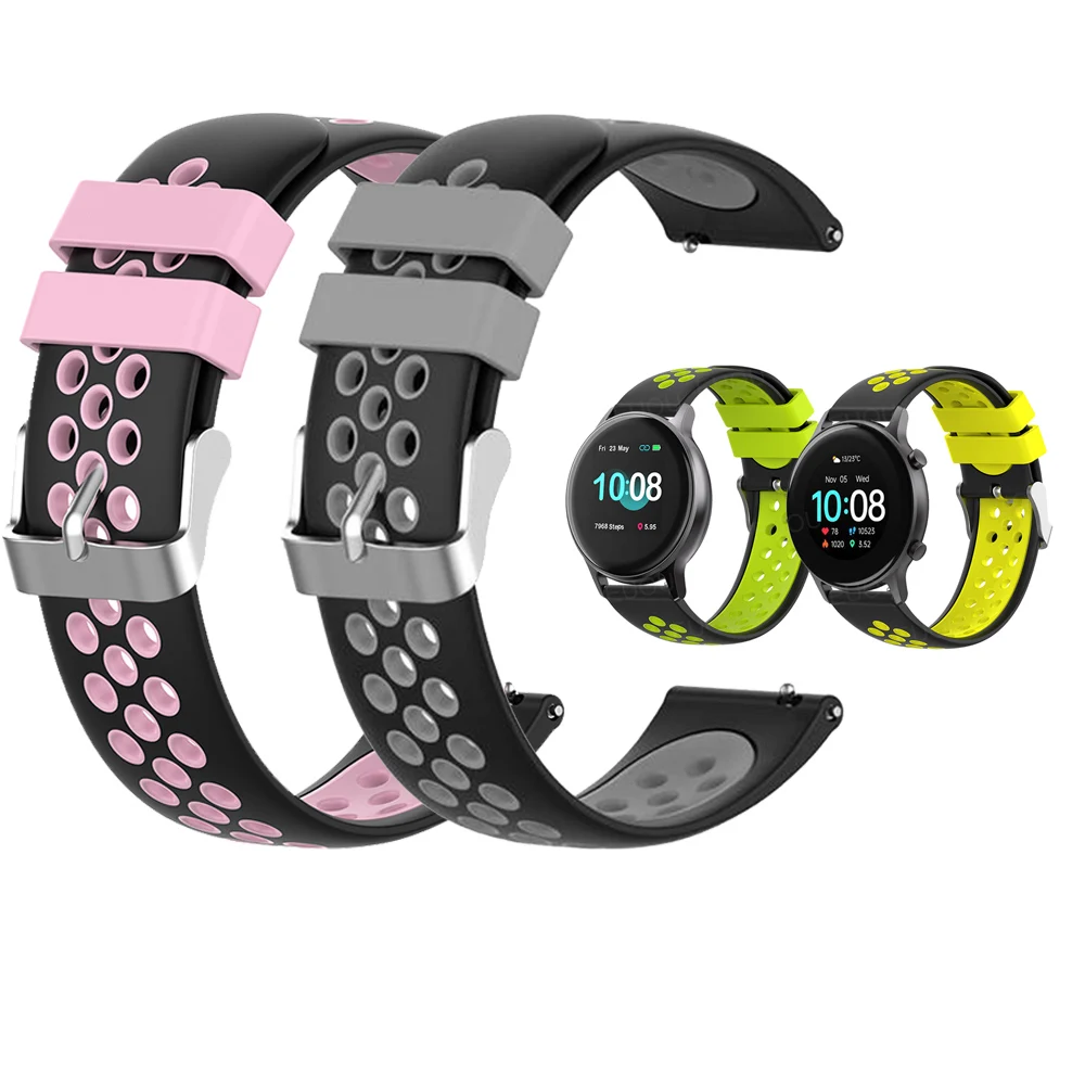 For UMIDIGI Watch Strap Double color Silicone Band For UMIDIGI Uwatch 2S 3S Urun S Uwatch2 Wriststrap Bracelet Replace Watchband