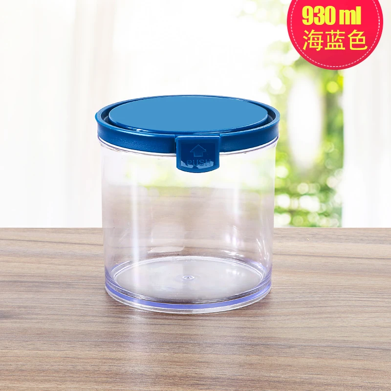 930ml-blue Пластиковые запечатанные банки бутылка Прозрачный бак для хранения с крышкой приправа банка кухонные хлебные злаки коробка для хранения еды для перекуса WF8154420 - Цвет: 930ml-blue