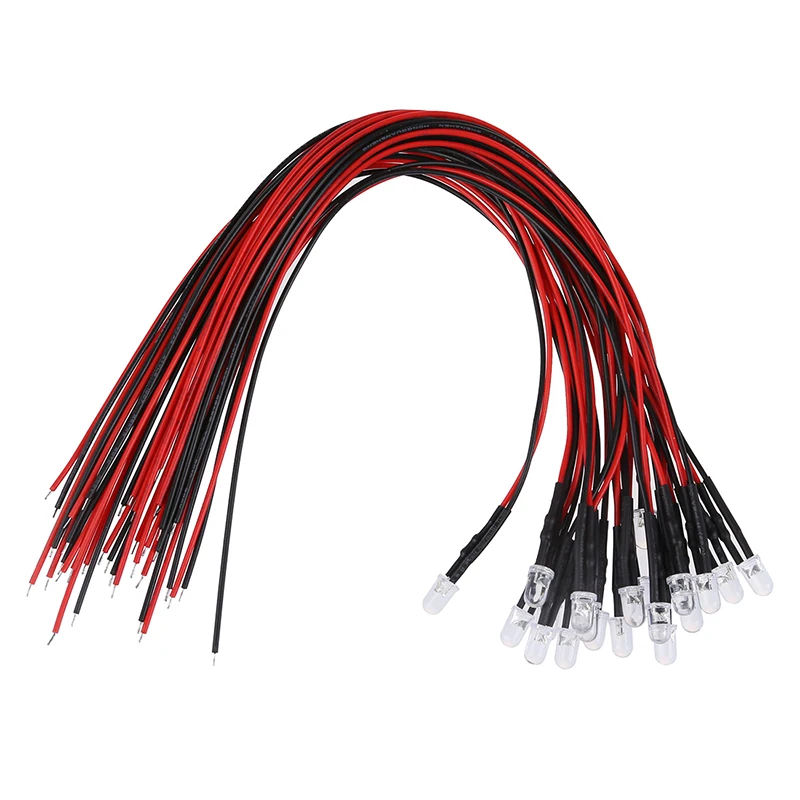 20X5 мм белый светодиодный светильник Предварительно проводной 12 В DC 25