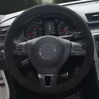 Для Volkswagen VW Tiguan Гольф плюс Passat CC Jetta Sharan EOS Caddy Caravelle черная замша Вручную прошитый чехол рулевого колеса автомобиля
