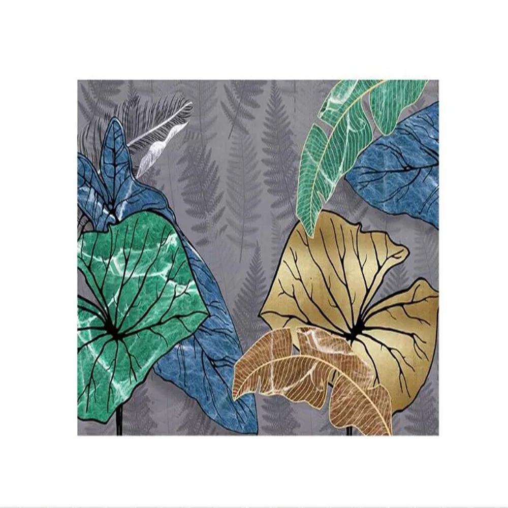 Настенный фон для фотосъемки с изображением золотых тропических листьев ручной