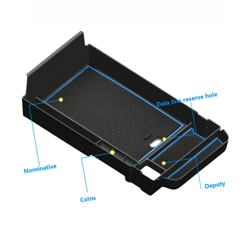 

1pc Console Storage box Anti-Skid Pads Armrest Box Blue Organizer Durable New