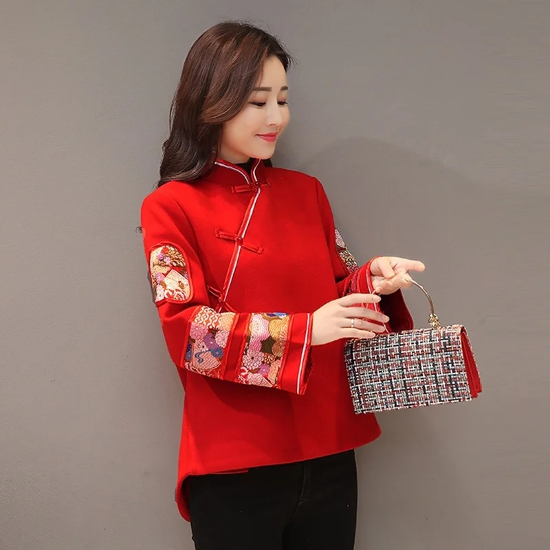 Китайские Топы Cheongsam для женщин пальто зима 2020 осенний новогодний костюм