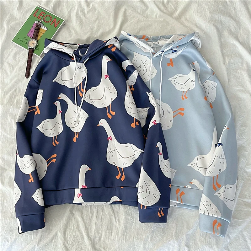 

Women'S Two Piece Sets Hoodies Pants Suit Student Cute Outwear 2021 Autumn Winter Thick Warm Blue Navy Trousers Suit