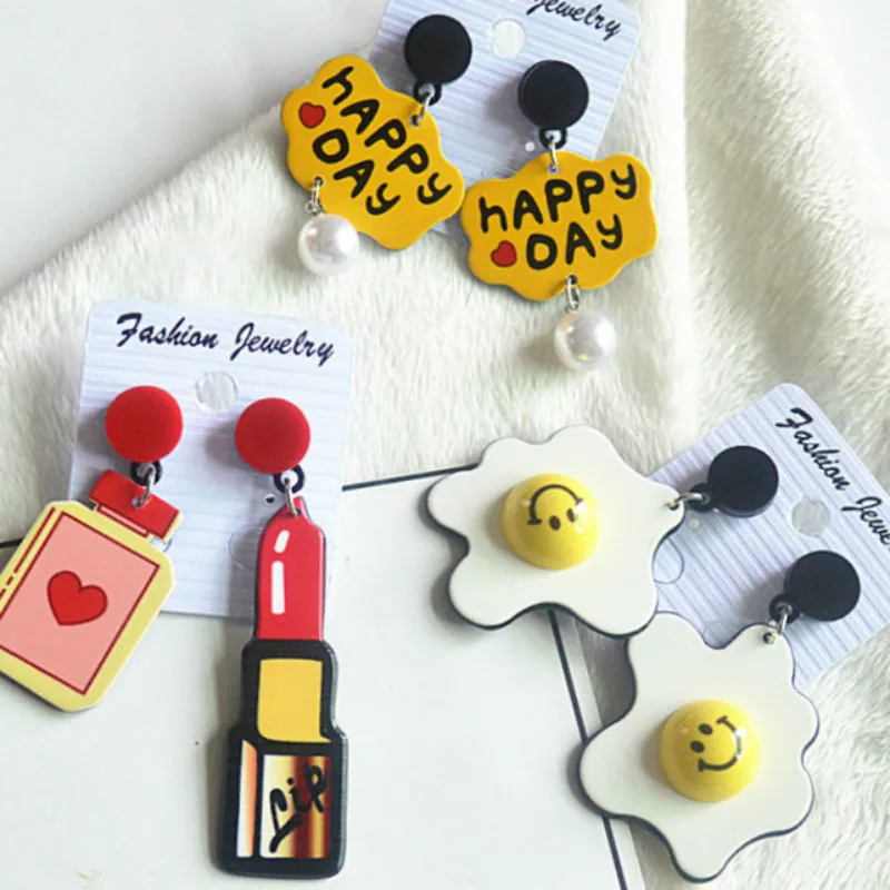 2020 Новые Модные Акриловые серьги в виде сердца и букв длинные губной помады для
