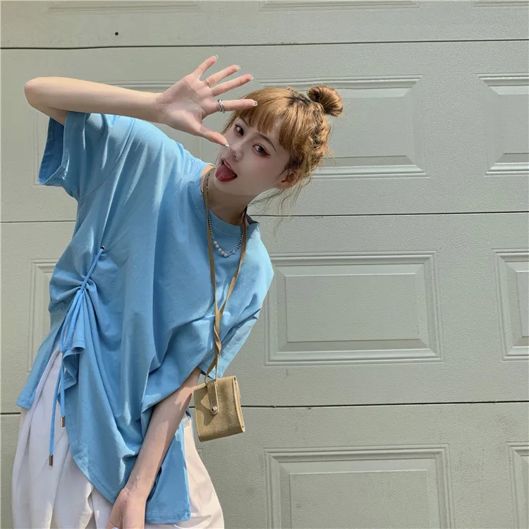 

YTX1000 Design sense niche summer 2021 new mid-length loose net red short-sleeved T-shirt women