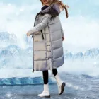 Зимняя женская теплая парка, куртка большого размера, Женская легкая водонепроницаемая куртка с длинным рукавом и молнией, пальто с капюшоном