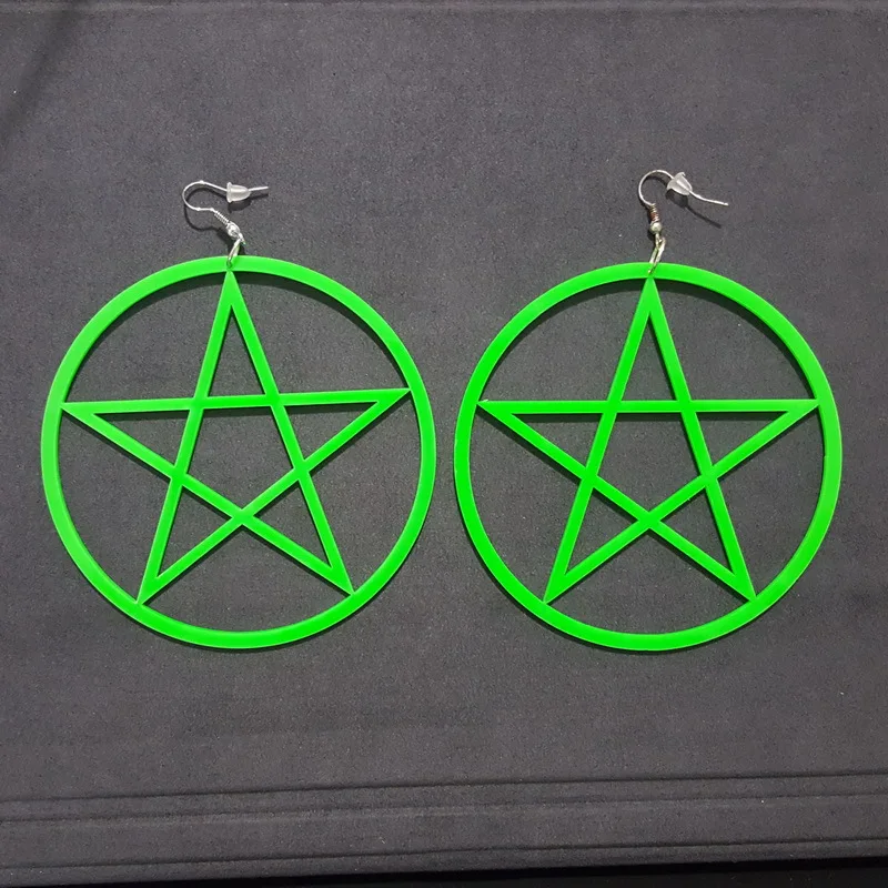 Модные Преувеличенные большие круглые серьги с пентаграммой и звездами полые