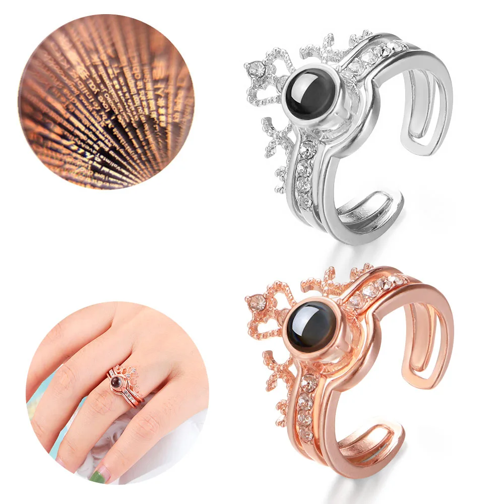 1 шт. кольцо с проекцией 100 языков я люблю тебя открытые циркониевые кольца