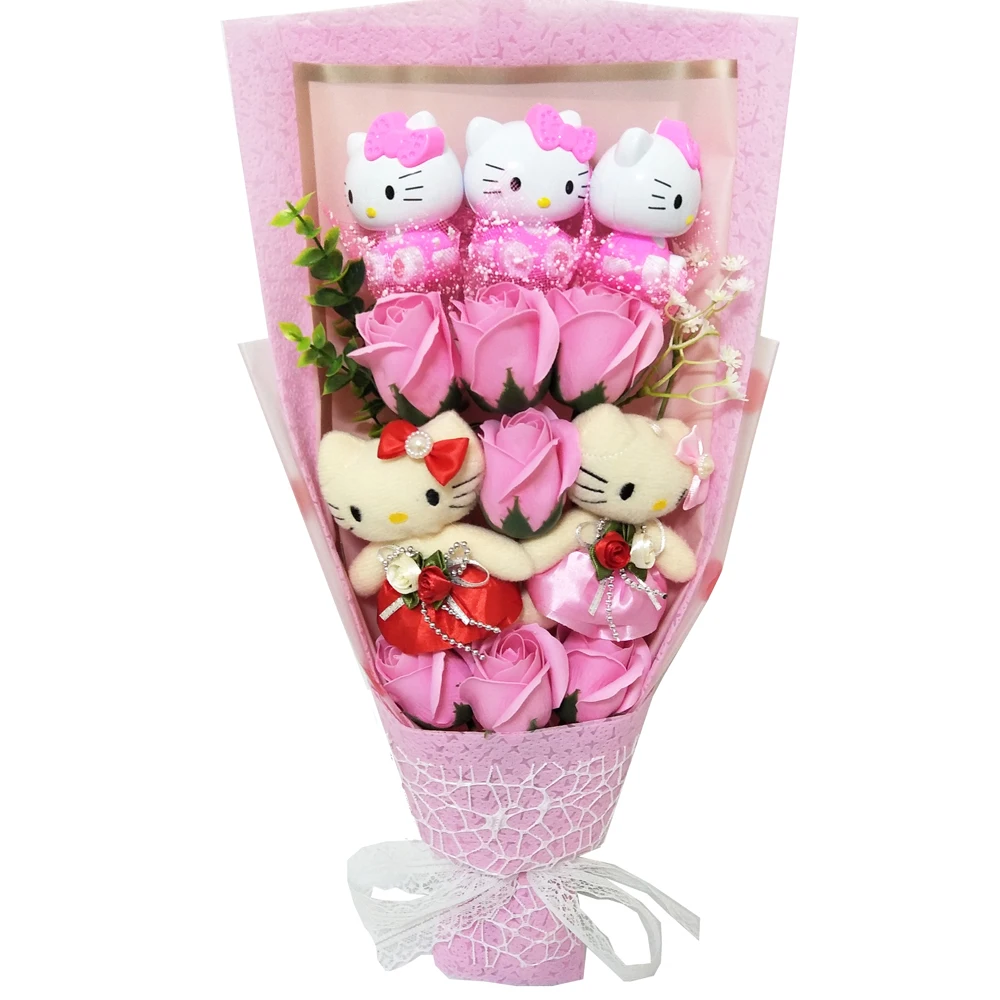 Красивый большой искусственный мультяшный Дораэмон цветок мыло плюшевый букет