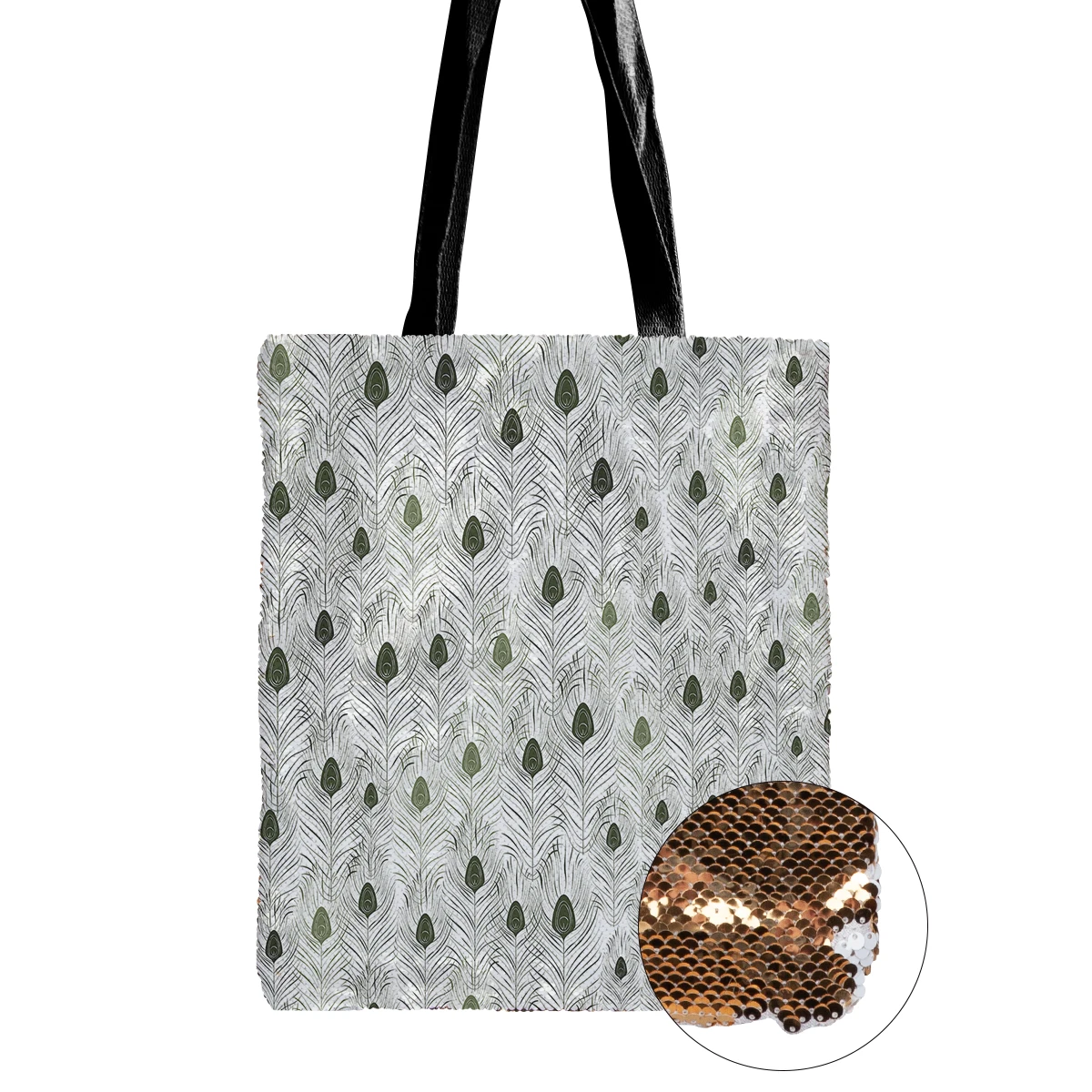 Сумка на плечо с узором из перьев павлина Новая тканевая двусторонняя сумка одно