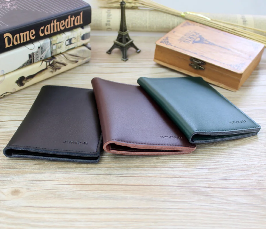 Простая тонкая кожаная сумка для паспорта деловая Женская папка авиабилетов