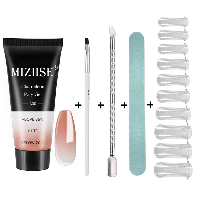 MIZHSE Crystal Jelly Gum Poly Gel Set 30ml Crystal Jelly Builder Nail Finger Extension Hard UV Gel Lacquer Manicure Tips - Цвет: MS-Set03-WB5707