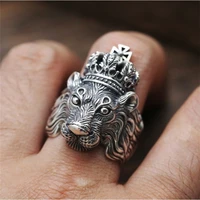 mens creative hip hop domineering lion king crown punk retro exquisite fashion party boy birthday gift jewelry wholesale