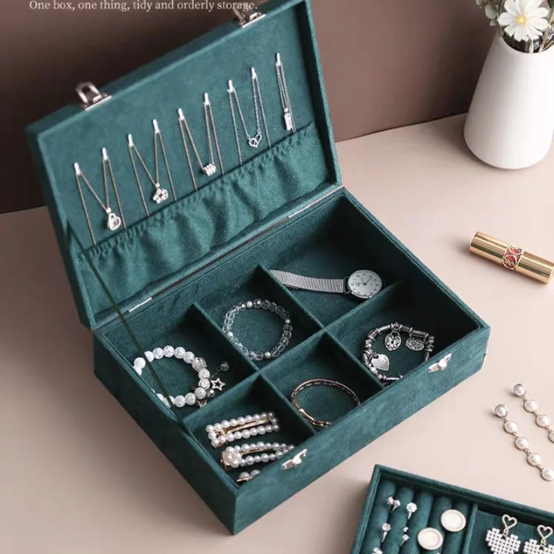 

Jewelry Storage Box Square Open Lid Multi-lattice Large-capacity Usable Ring Necklace Earrings Bracelet Watch Display Stand Gift