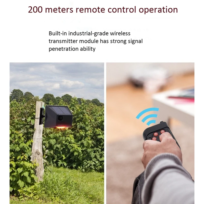 

Solar Warning Light, LED Outdoor Waterproof Infrared Sensor Remote Control Alarm 129DB 1200Ma Rechargeable