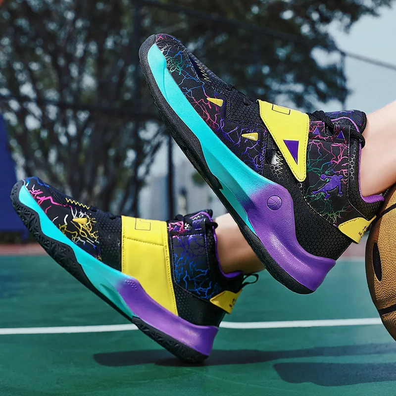 

New men's practical bright color basketball shoes couple outdoor non-slip wear-resistant sports shoes basketball cultural shoes