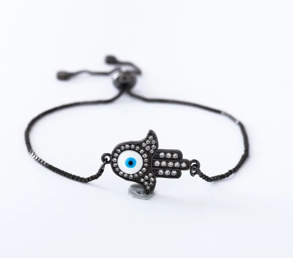 Золотой серебряный розовый золотой Турецкий Дурной глаз браслет Хамса рука