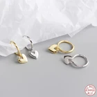 Твердые серьги-кольца из стерлингового серебра 925 пробы в минималистическом стиле с сердечком для помолвки, свадебные женские серьги, ювелирные изделия
