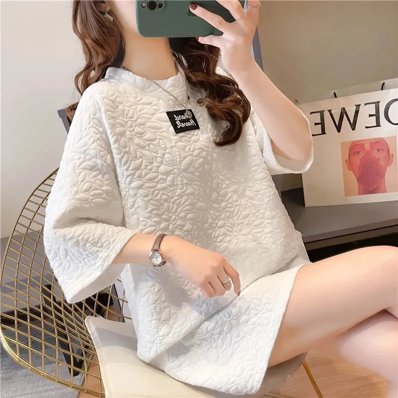 

3D top Women's Plus Size T-shirt Stitching Loose Korean Summer Oversized T-shirt Casual Y2k Harajuku