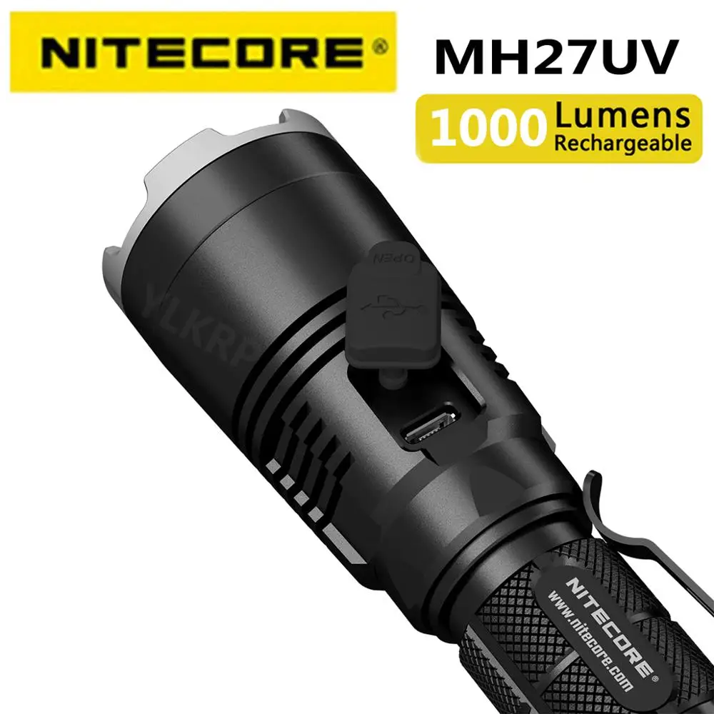 Original Nitecore MH27UV CREE XP-L HI V3 1000 lumens 365nm ultraviolet red blue flashlight USB rechargeable | Лампы и освещение