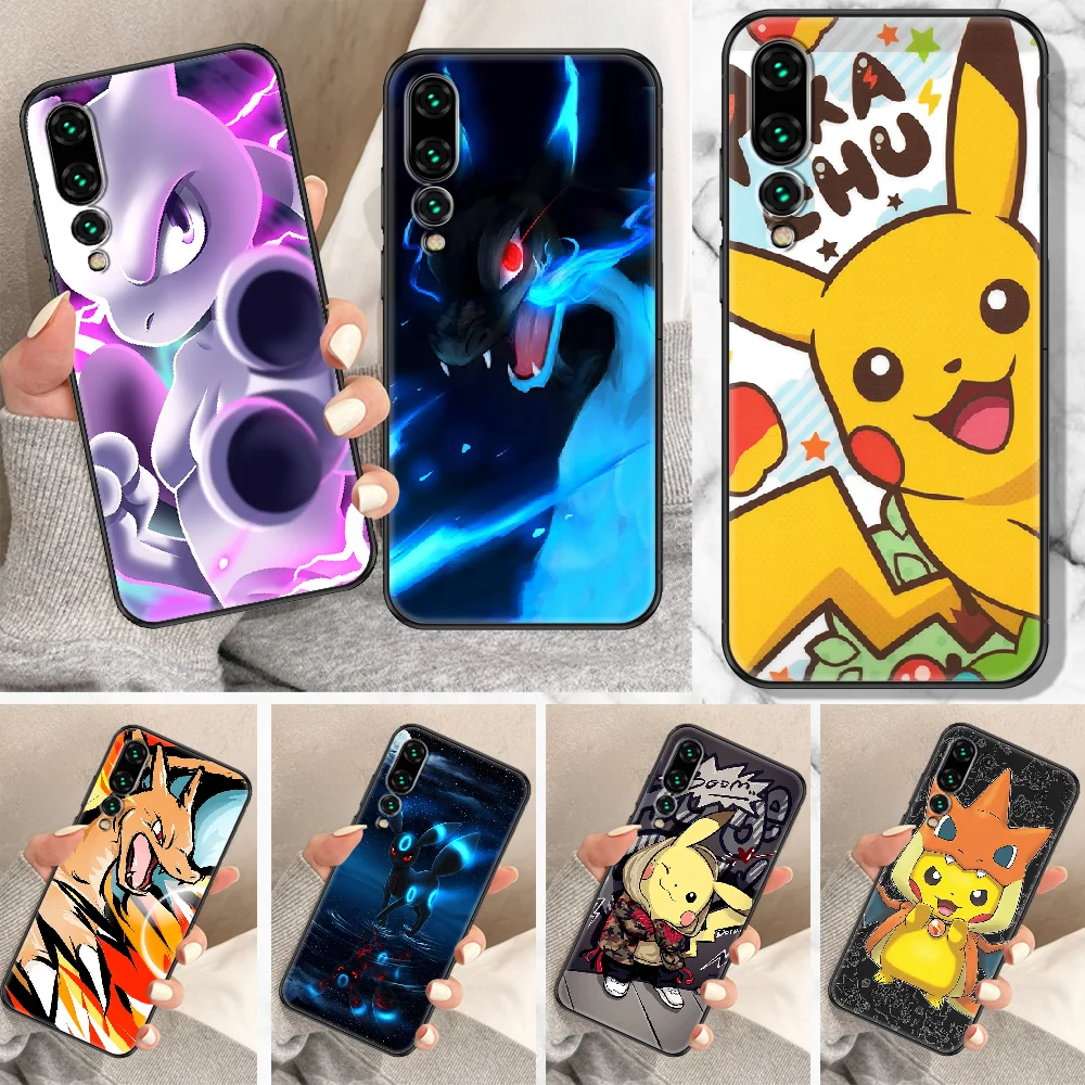 Милый мультяшный чехол P Pokemones для телефона Huawei Mate P10 P20 P30 P40 10 20 Smart Z Pro Lite черный