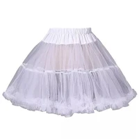 women girls ruffled short petticoat solid white color fluffy bubble tutu skirt puffy half slip prom crinoline underskirt no hoop