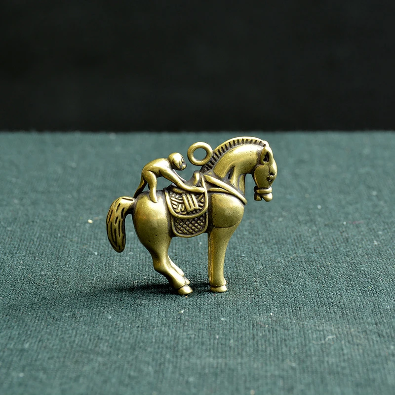 Античная бронзовая Обезьяна для верховой езды мини украшения стола латунные