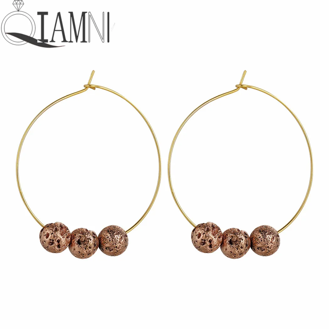 QIAMNI коричневые бусины серьги кольца для женщин этнические винтажные Boho круглые