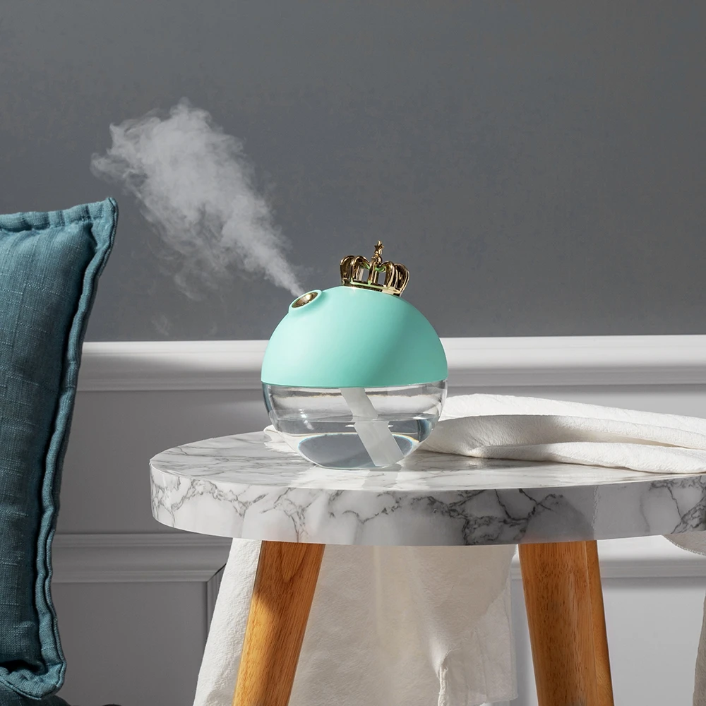 

320ml Crown Wireless Humidifier For Home Ultrasonic Car Air Freshener with Battery Colorful Night Lamps Mini Office Air Purifier