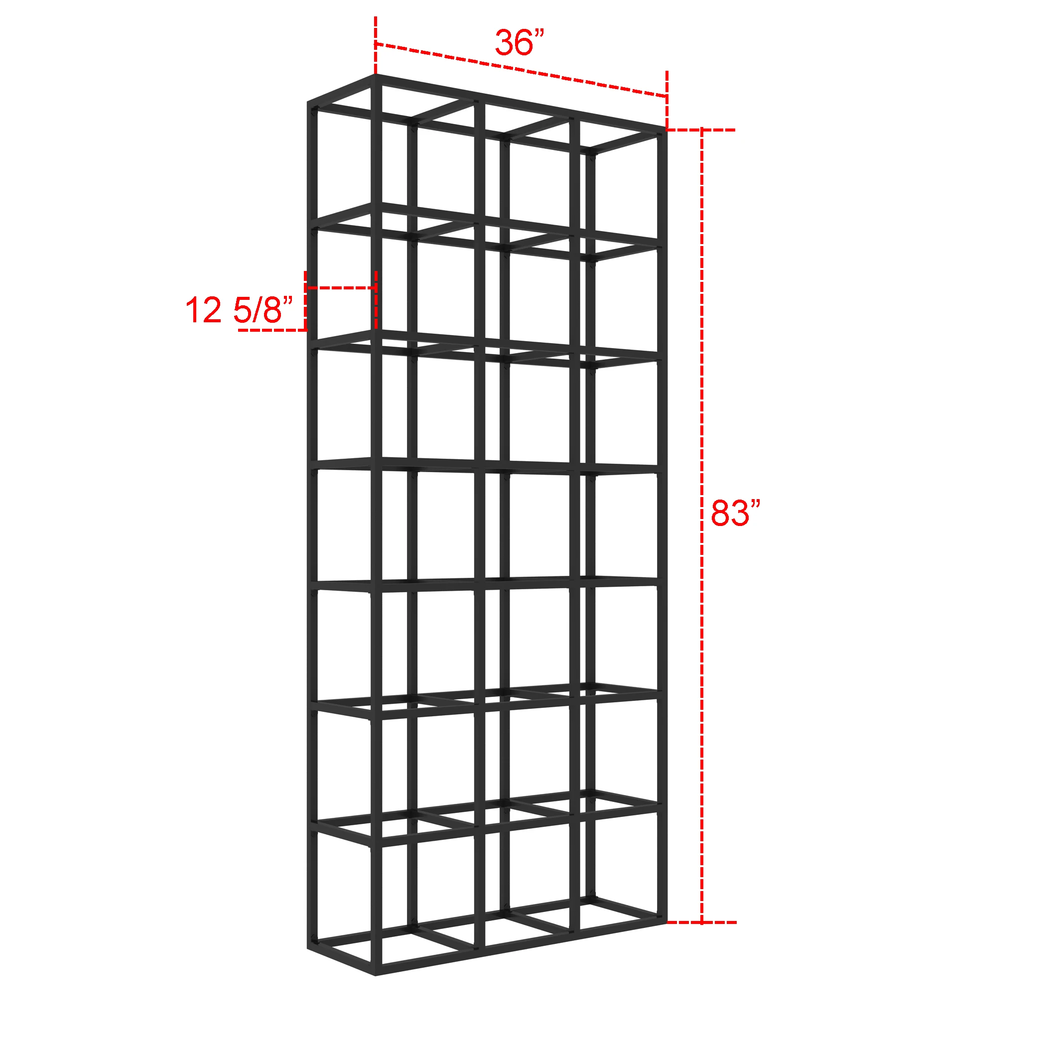 DIYHD 36X83 дюймов 7 слойная коробка стильная стойка полка, стальной плоский трубный кронштейн полки, без деревянной коробки