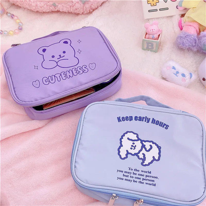

New cute puppy ins Korea Fashion Bear Cosmetic Cases Cute Student Pencil Bag Case Holder Large Capacity Home Storage Case High