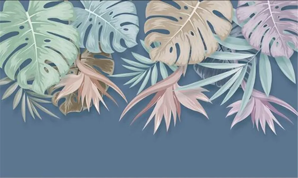 

milofi custom wallpaper mural 3D hand-painted Nordic tropical plant leaves small fresh TV sofa background wallpaper mural