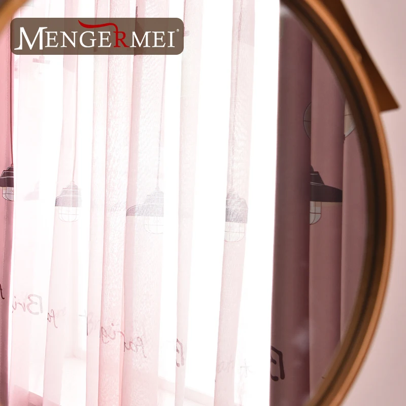 MENGERMEI розовая лампа занавески для гостиной спальни детей милые тюлевые шторы |