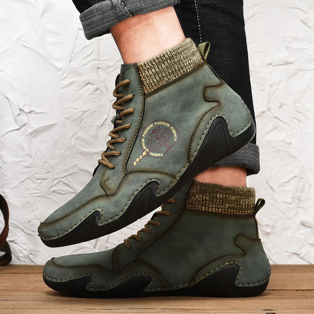 

Leather Men Boots Winter with Fur Super Warm Snow Boots Men Winter Casual Shoes Sneakers High Top Western Ankle Boots Waterproof