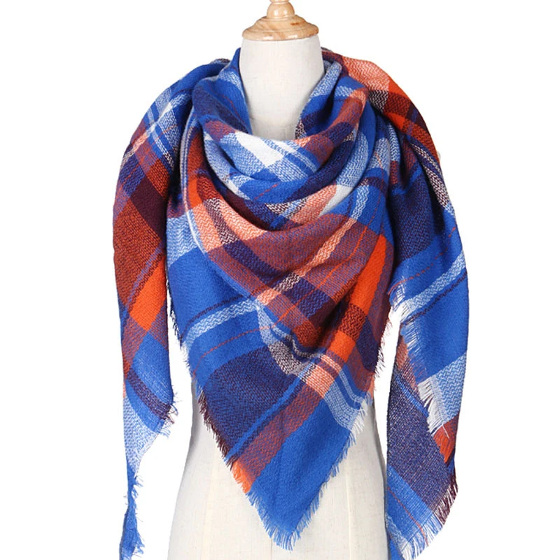 2019 Новый женский треугольный зимний шарф клетчатый теплый кашемировый женские