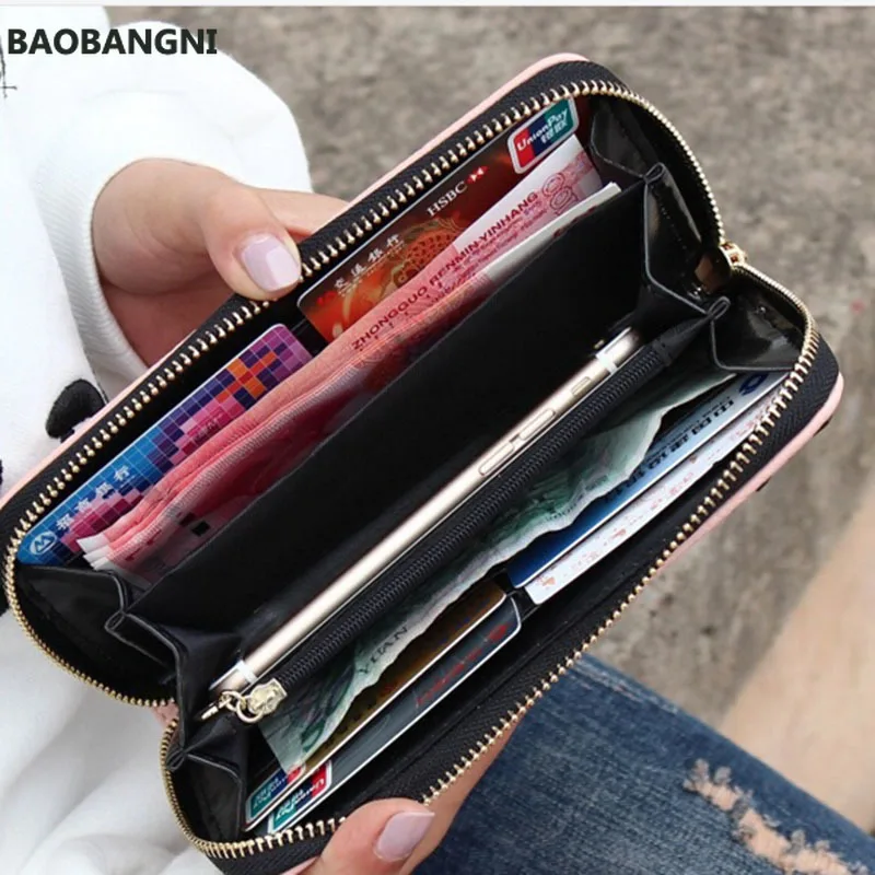 

Women wallets leather wallet long style dollar price Women bag card holder cartoon cat coin purse