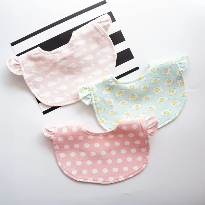 heart printed cotton baby bibs with lace embroidery newborn girl clothing apron infantgirl saliva | Детская одежда и обувь