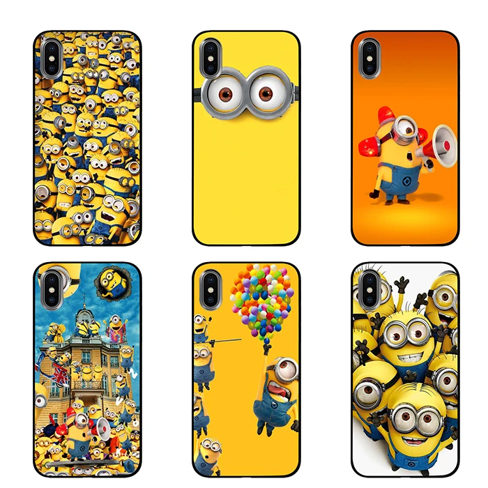 С милыми миньонами из мультфильма черные чехлы для телефонов iPhone 5 5S SE 6 6s 7 8 Plus X XS Max XR задняя крышка