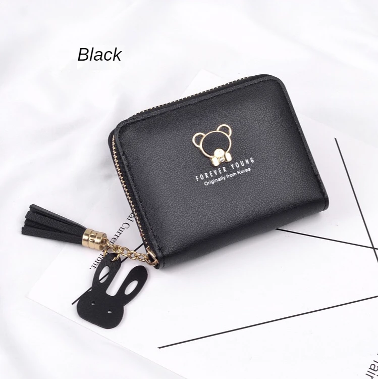

Wallet Women 2021 Lady Short Women Wallets Black Red Color Mini Money Purses Small Fold PU Leather Female Coin Purse Card Holder