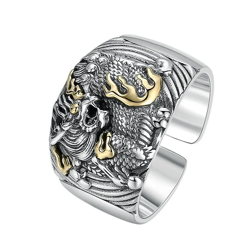 

BOCAI S925 Sterling Silver Charm Rings 2021 Popular 3D Carving Domineering Dragon Head Pure Argentum Punk Hand Jewelry for Men