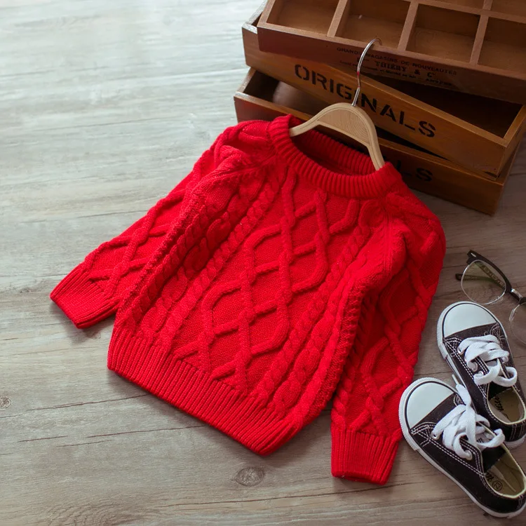 red no fleece Детская осенне-зимняя теплая одежда; Детские плотные свитера для мальчиков и девочек; флисовый свитер с высоким воротником для маленьких девочек; От 1 до 5 лет - Цвет: red no fleece