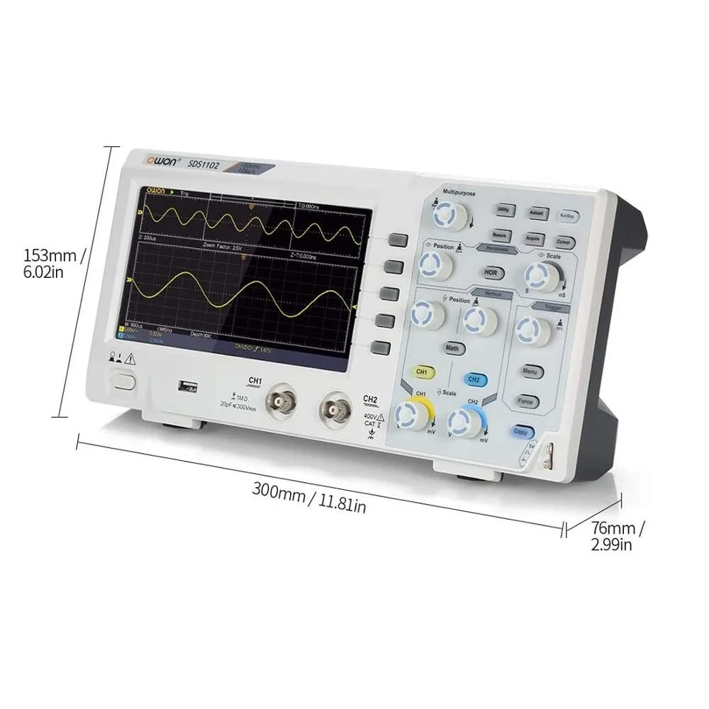 OWON SDS1102 SDS1202 осциллограф 2-канальный цифровой 100 МГц полоса пропускания 1 ГГц/с