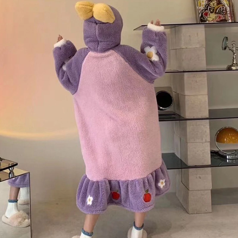 Осенне-зимняя теплая Модная женская пижама с капюшоном Новинка 2021 Повседневная