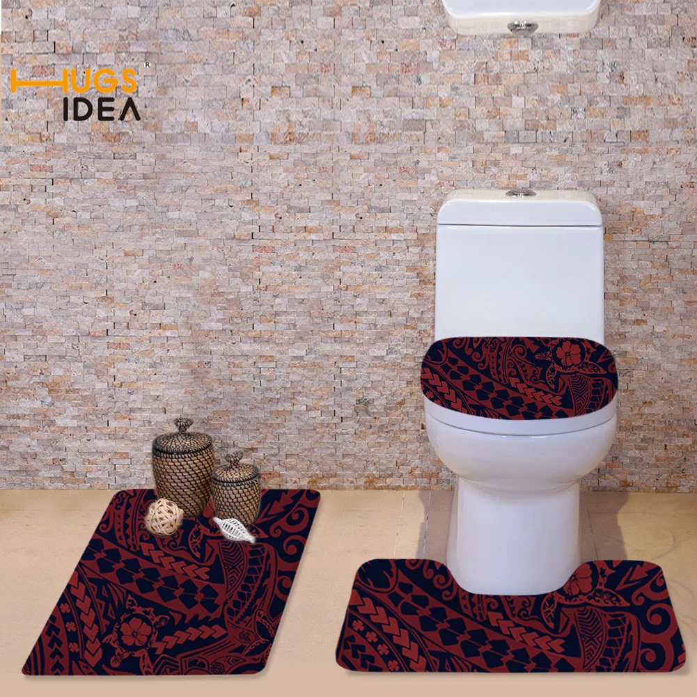 

HUGSIDEA Bathroom Soft Toilet Seat Cover Accessories Tribal Polynesia Brand Design Hot Selling Warm Clean Washable Floor Mat