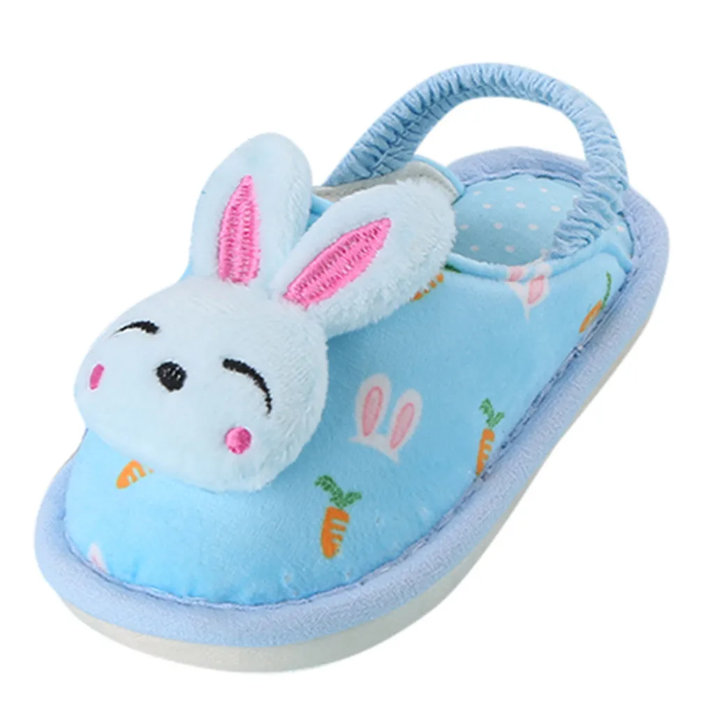 Rabbit Blue Зимняя обувь унисекс для новорожденных мальчиков и девочек зимняя противоскользящая обувь в виде животных теплые домашние Тапочки - Цвет: Rabbit Blue