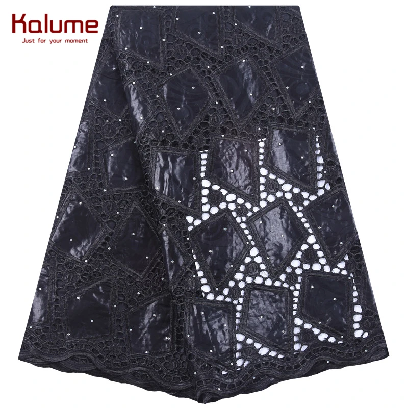 

Kalume African Lace Fabric 5 Yard Bazin Riche Fabric Latest Fashion Embroidery Bazin Lace Fabric With Net Lace For Party F1891