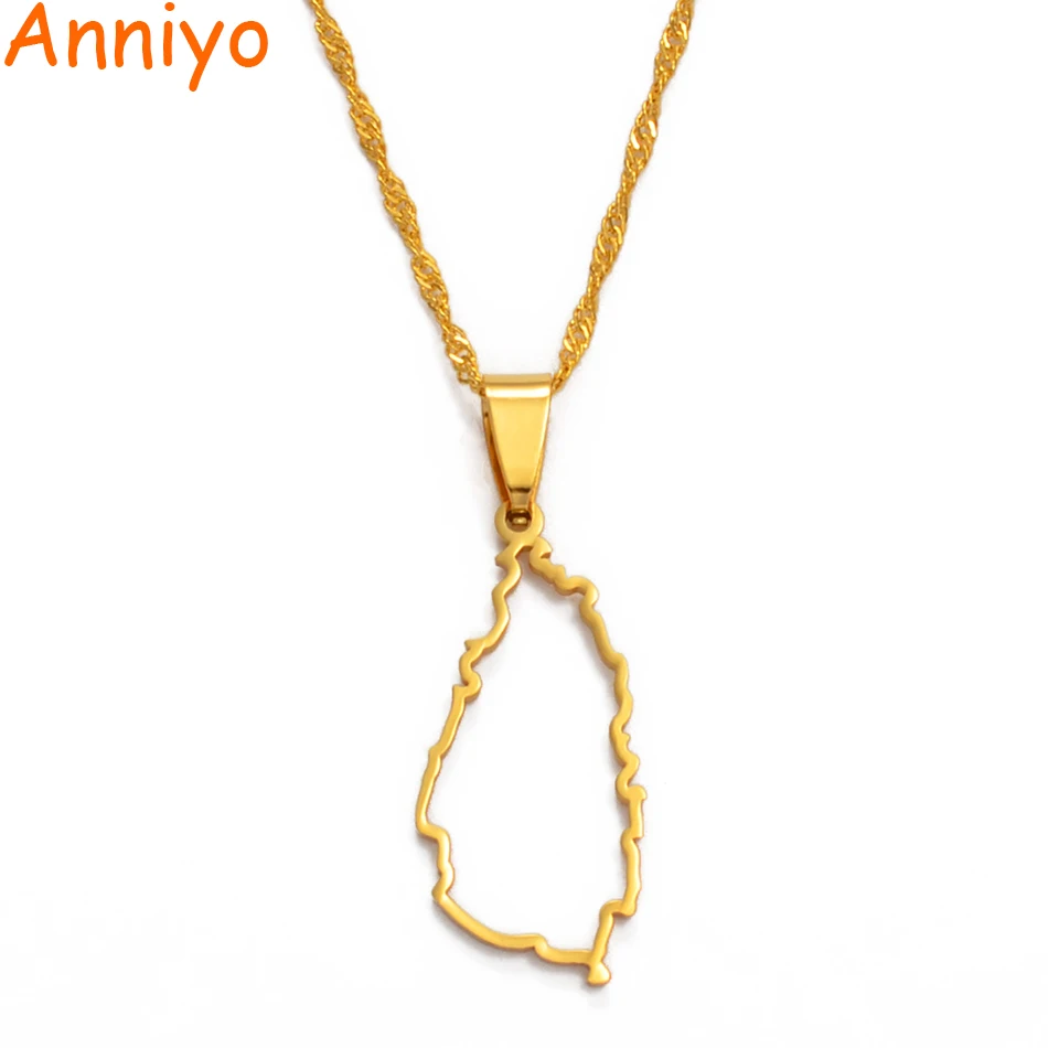 Anniyo, карта Святого Люсии, профиль, ожерелье с подвеской для женщин, девушек, золотого цвета, ювелирные изделия, города св. Люсии, подвесные цепи, ювелирные изделия#121421