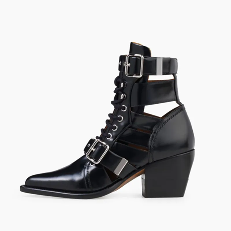 2019 г. Осенние ботильоны для женщин из натуральной кожи с ремешками вырезами