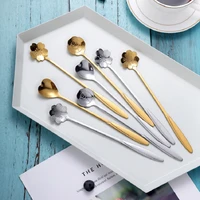 coffee spoon spoon european style small luxury stainless steel cherry blossom spoon long handle cute stirring shallow spoon